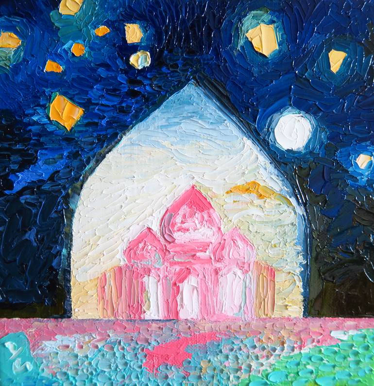 Original Architecture Painting by Yu Kuramitsu | Abstract Art on Canvas | Taj