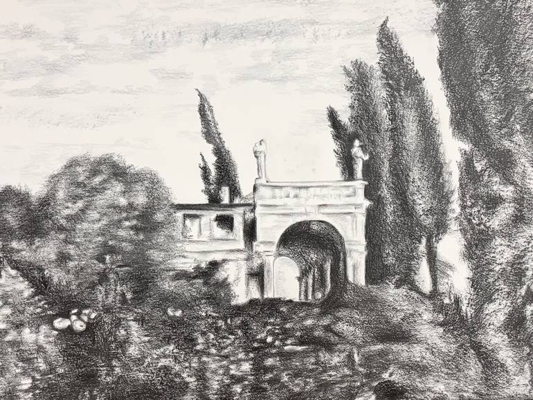 Original Classicism Landscape Drawing by Mona Von Wittlage