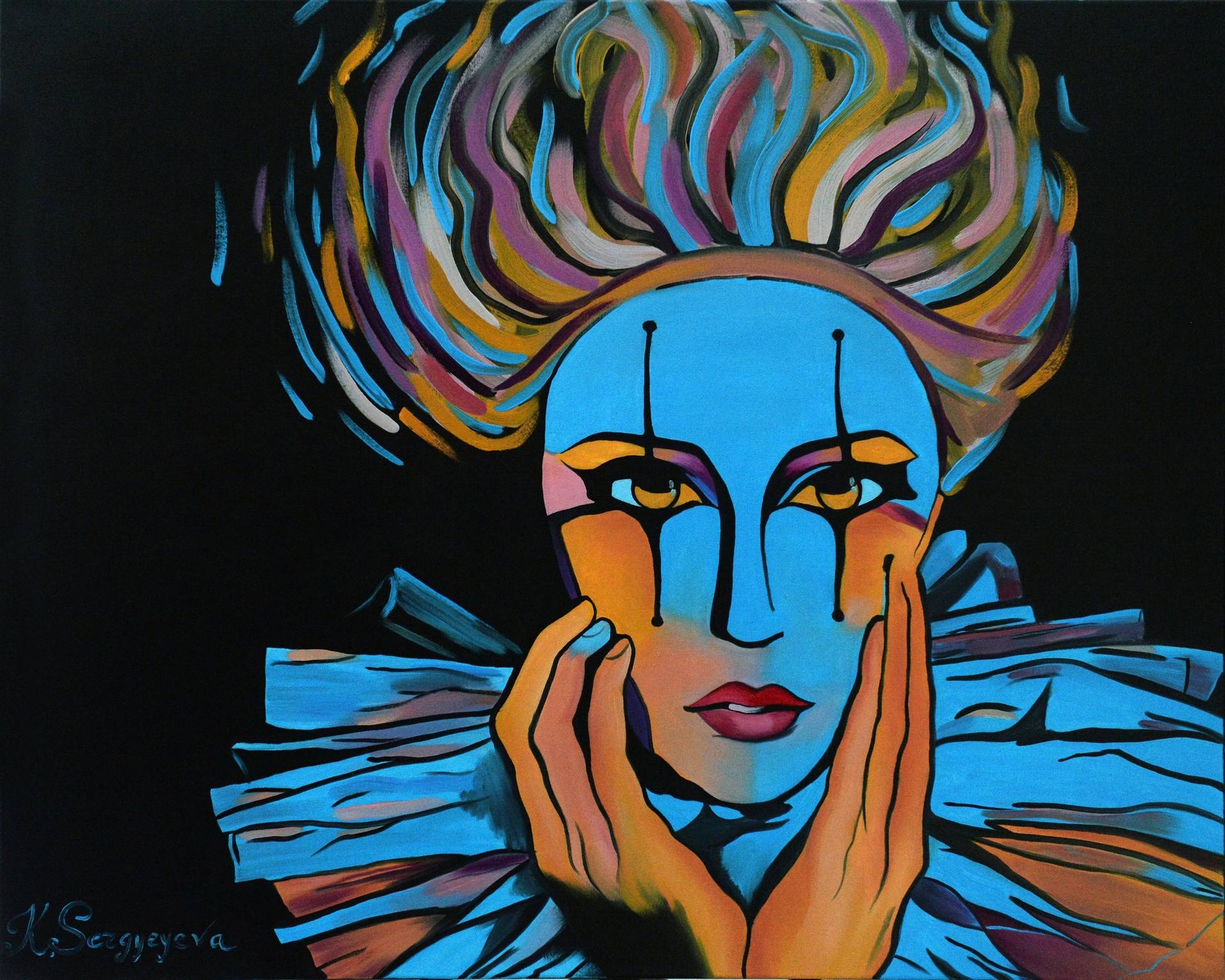 Abstract face Pop Art Portrait Clown (exhibited in Brussels