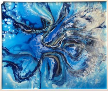 Abstract Resin Art Large XL Ocean blue painting "Abyss" thumb