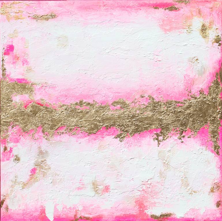 Pink and Gold Leaf Collection Painting by Finley Rodgers | Saatchi Art