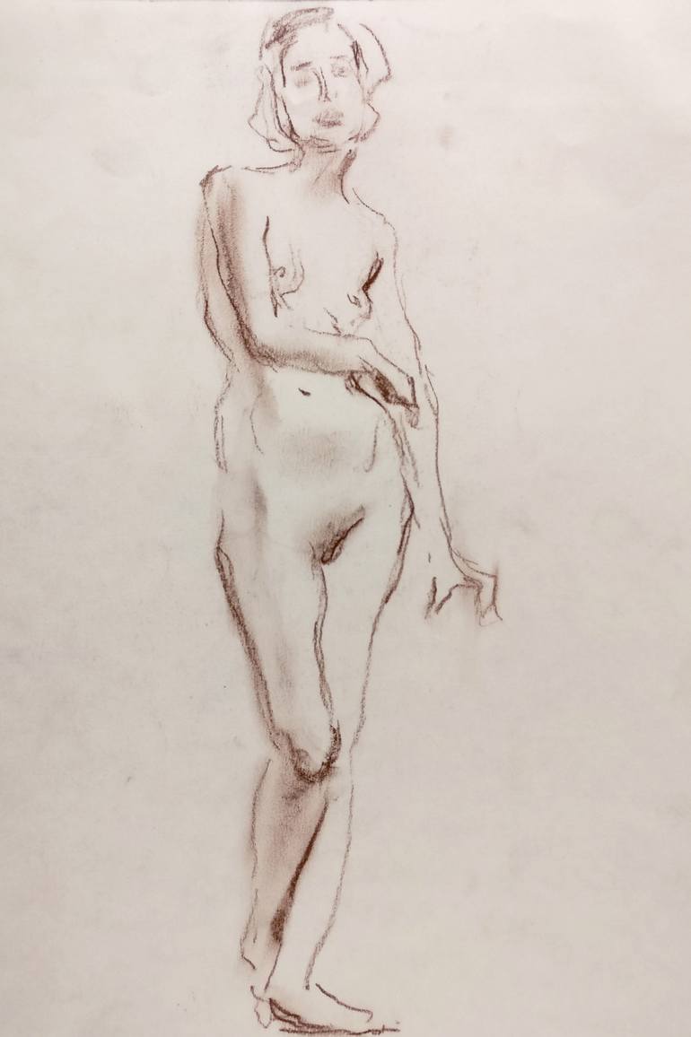 Nude Female Sketch Drawing by Samir Rakhmanov | Saatchi Art