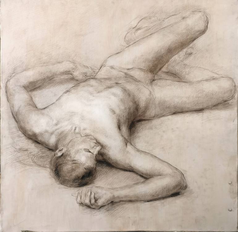 Nude female figure drawing by samir rakhmanov