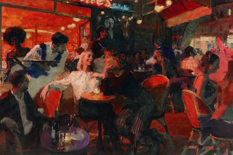 Parisian Cafe Painting by Samir Rakhmanov | Saatchi Art