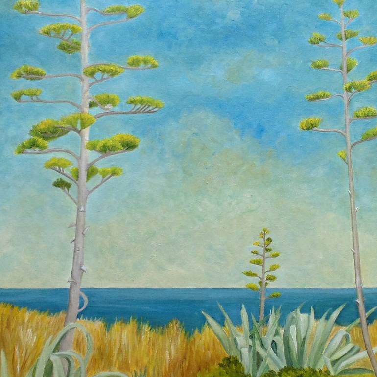 Original Fine Art Beach Painting by Angeles M Pomata