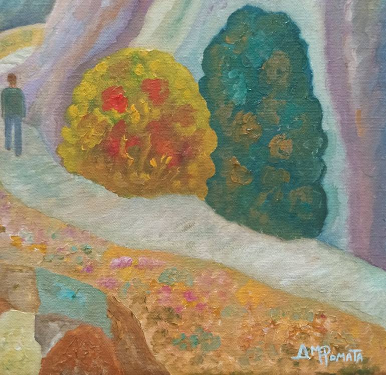 Original Expressionism Landscape Painting by Angeles M Pomata