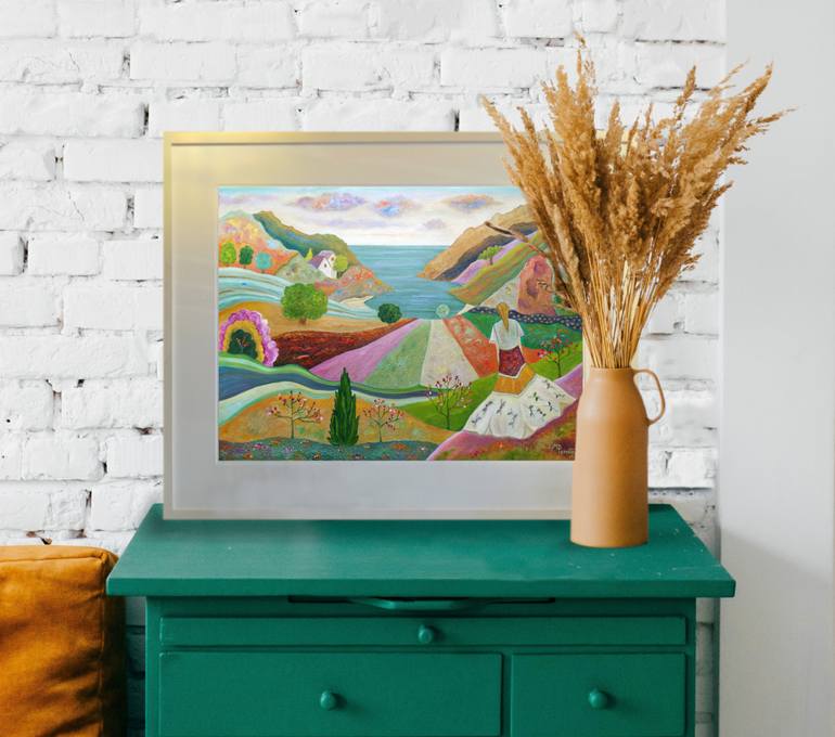 Original Contemporary Landscape Painting by Angeles M Pomata