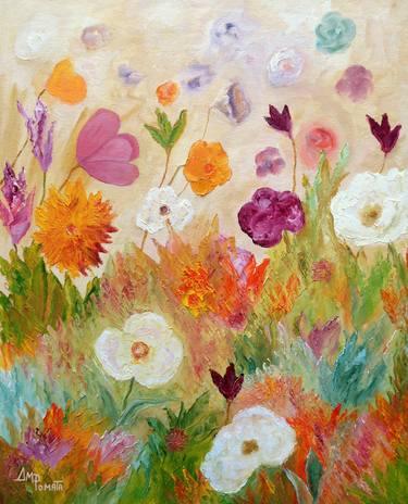 Original Expressionism Floral Paintings by Angeles M Pomata