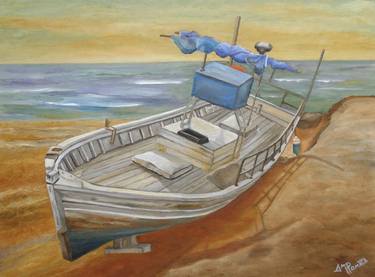 Original Expressionism Boat Paintings by Angeles M Pomata