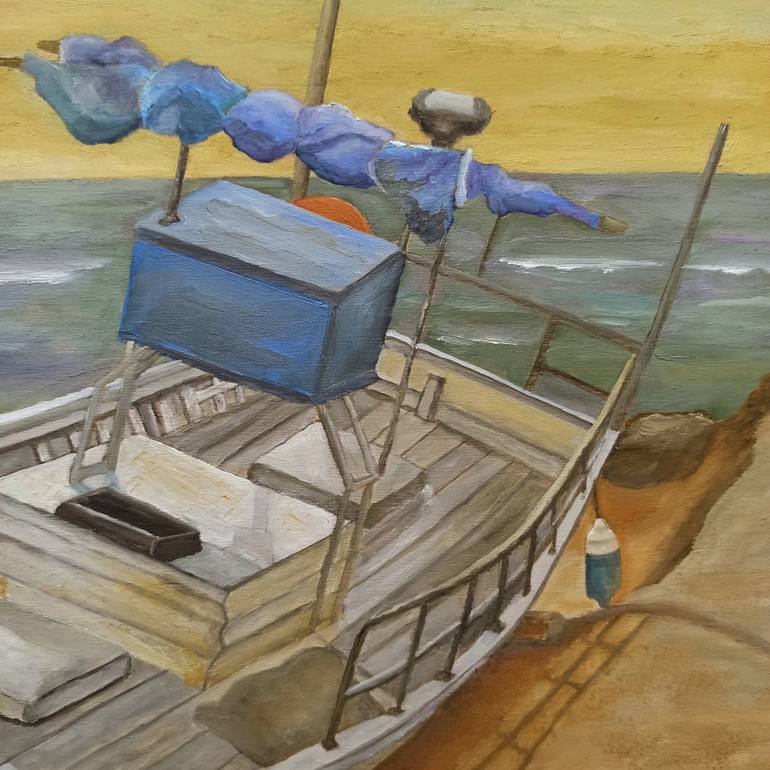 Original Contemporary Boat Painting by Angeles M Pomata