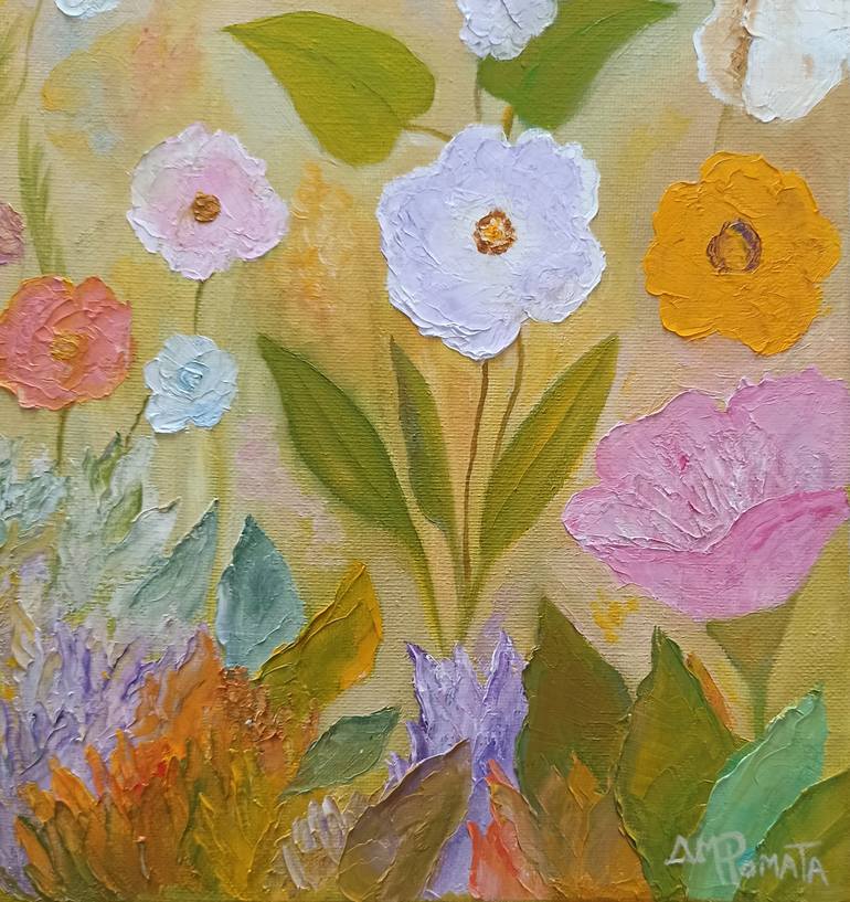 Original Contemporary Floral Painting by Angeles M Pomata