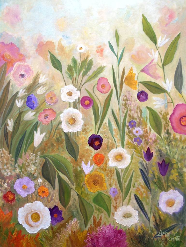 Print of Impressionism Floral Paintings by Angeles M Pomata