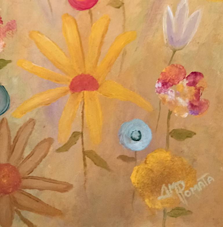 Original Art Deco Floral Painting by Angeles M Pomata