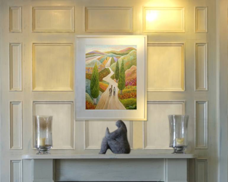 Original Art Deco Landscape Painting by Angeles M Pomata