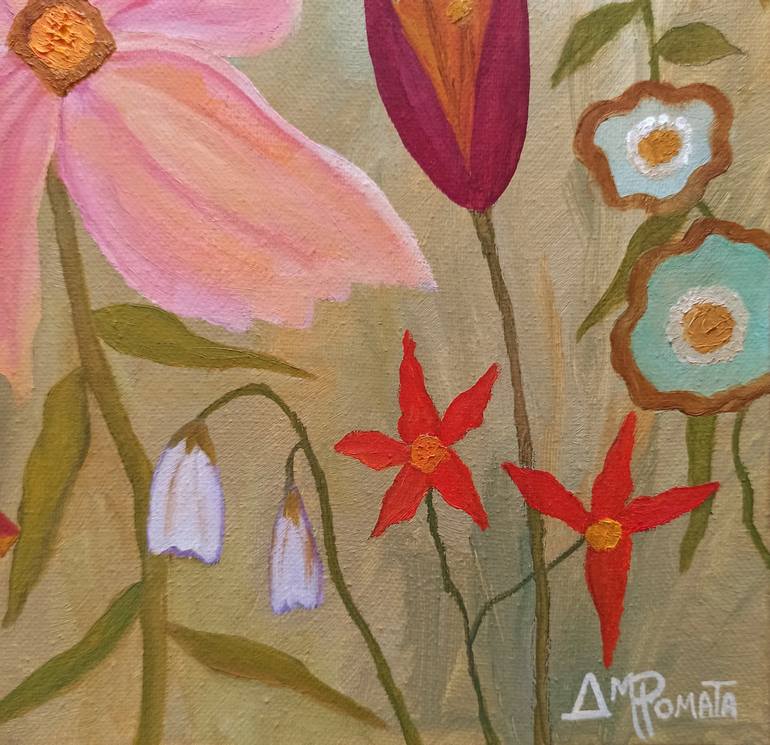 Original Art Deco Floral Painting by Angeles M Pomata