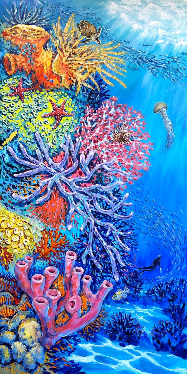Coral Reef Wonder Painting by Irina Redine | Saatchi Art