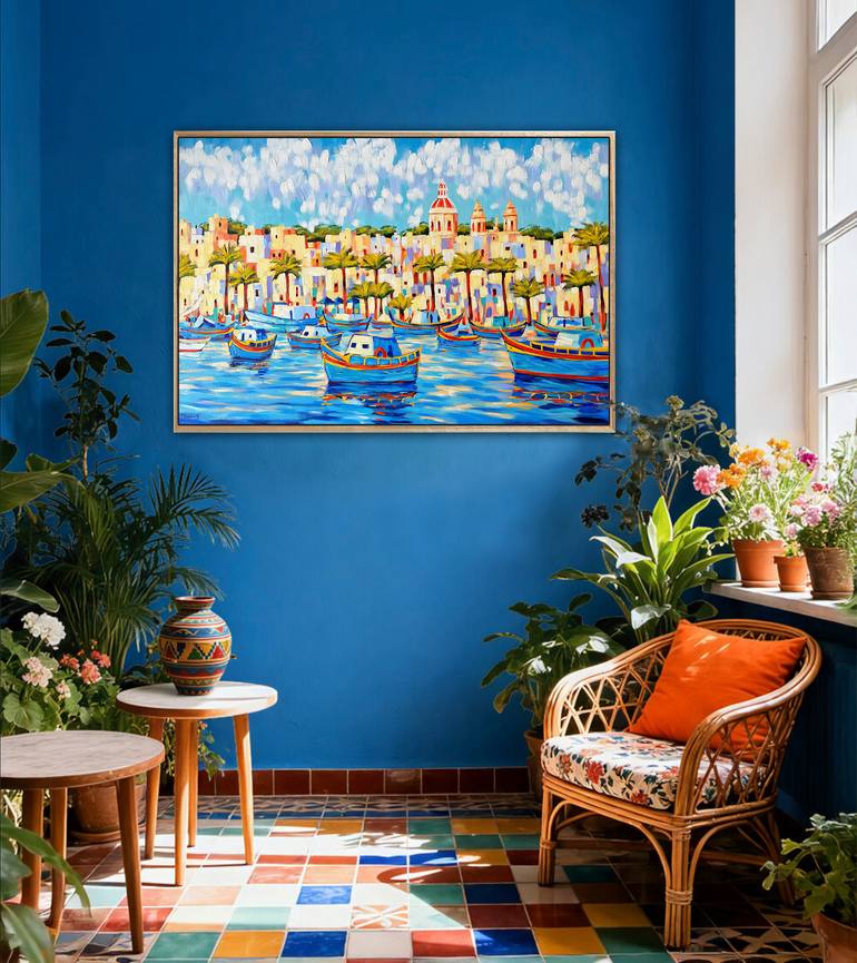 Original Impressionism Boat Painting by Irina Redine