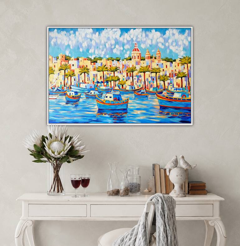 Original Impressionism Boat Painting by Irina Redine