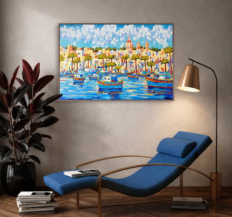 Original Impressionism Boat Painting by Irina Redine