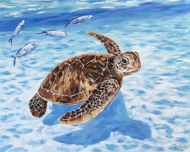 Sea turtle Painting by Irina Redine | Saatchi Art