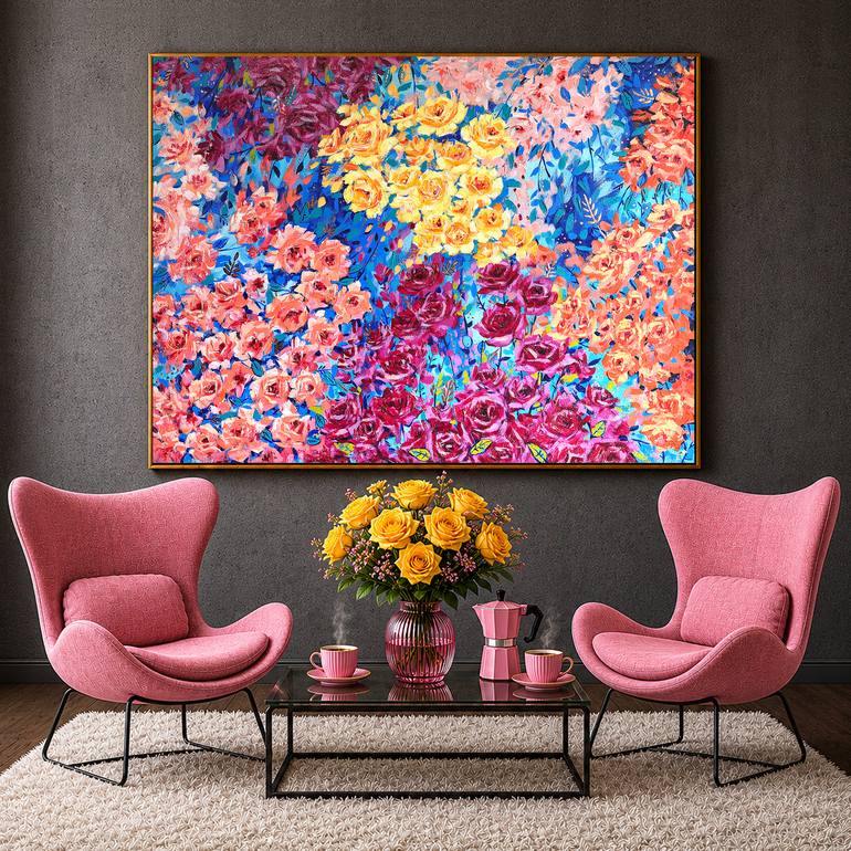 Original Abstract Expressionism Floral Painting by Irina Redine