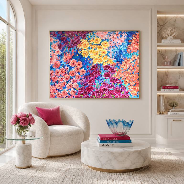 Original Abstract Expressionism Floral Painting by Irina Redine