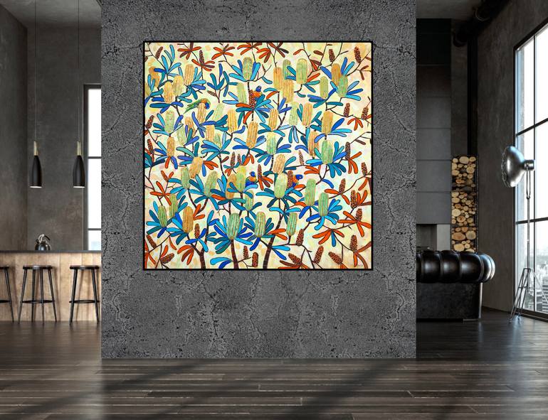 Original Abstract Expressionism Floral Painting by Irina Redine