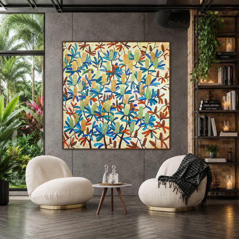 Original Abstract Expressionism Floral Painting by Irina Redine