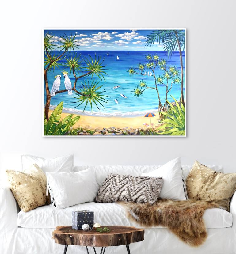 Original Conceptual Beach Painting by Irina Redine