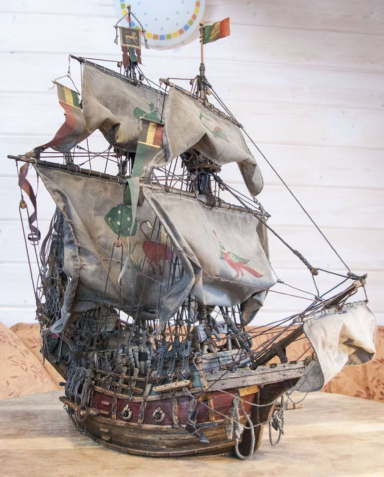 Original Realism Ship Sculpture by Cyrill Zubchenko