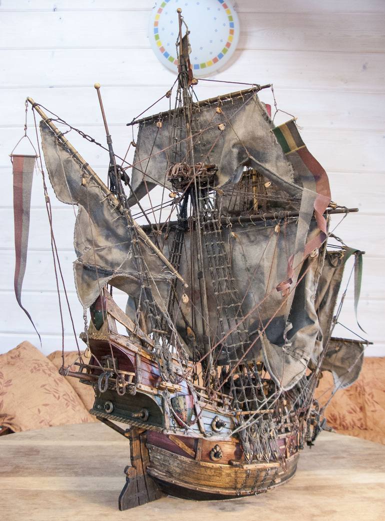 Original Realism Ship Sculpture by Cyrill Zubchenko