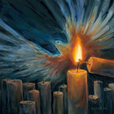 Candle Lighting Candle with Outstretched Wings thumb