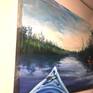 Tranquil art for the nature lover: fine art print or original oil painting of kayaking on a calm creek at daybreak.