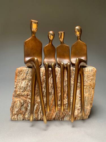 Family of Four, Bronze Sculpture in 14.5 inch thumb