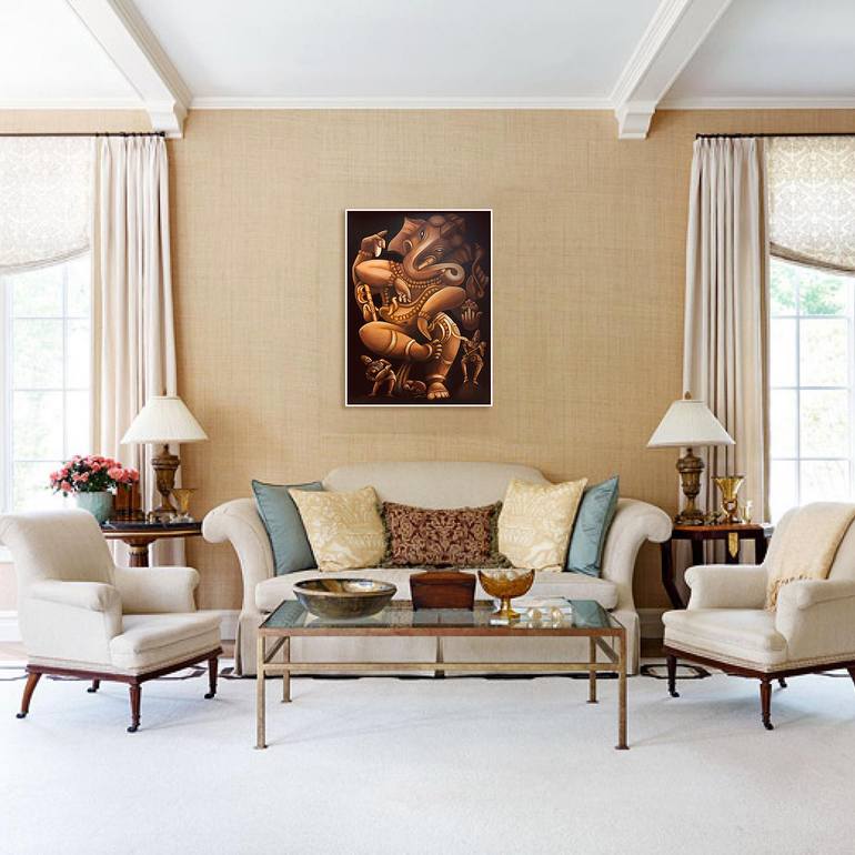 Original Art Deco Religion Painting by Sudhir Halarnkar