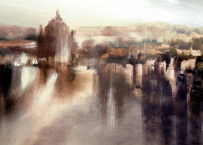 Original Abstract Expressionism Architecture Painting by Lukasz Dziedzic