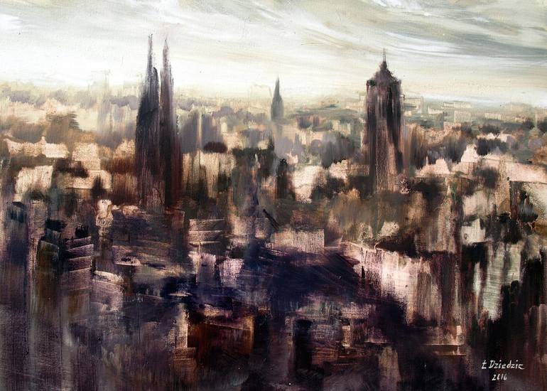 Original Abstract Expressionism Architecture Painting by Lukasz Dziedzic