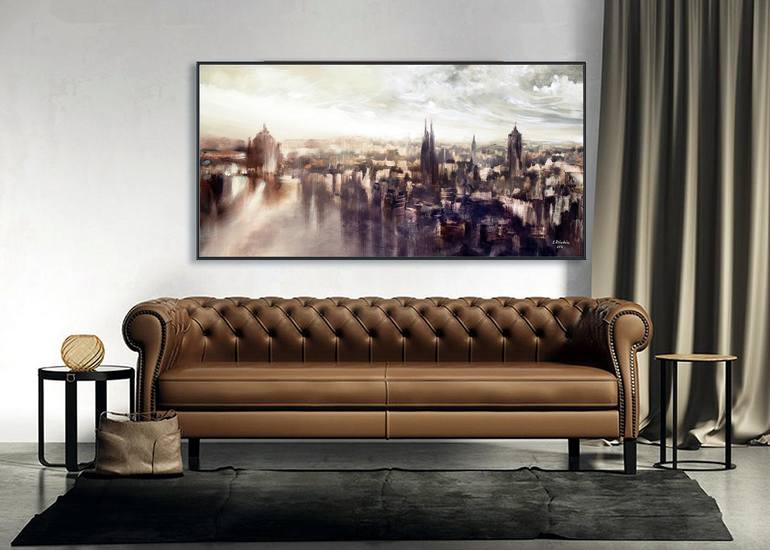 Original Abstract Expressionism Architecture Painting by Lukasz Dziedzic