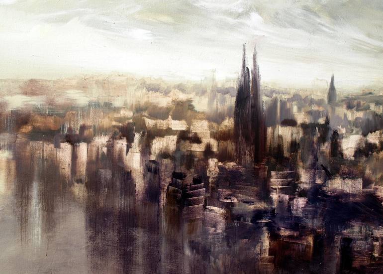 Original Abstract Expressionism Architecture Painting by Lukasz Dziedzic