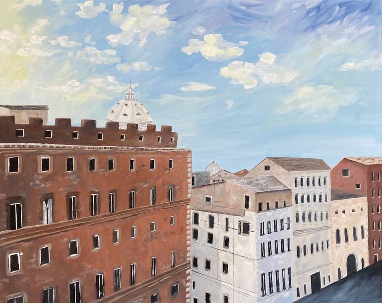 Original Architecture Painting by Jessica Rose | Other Art on Canvas | Domes in the Distance
