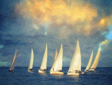 Print of Impressionism Sailboat Paintings by Taylan Soyturk