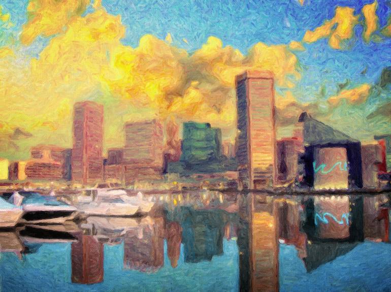 Baltimore Maryland Skyline Painting By Taylan Soyturk Saatchi Art