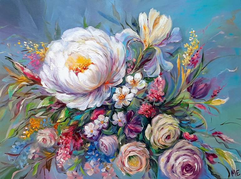 Colorful Flowers Painting Art Print by OLena Art