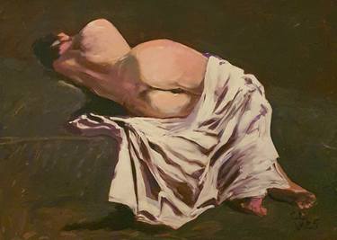 Original Cubism Nude Painting by Victor Costachescu