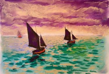 Print of Expressionism Seascape Paintings by Victor Costachescu