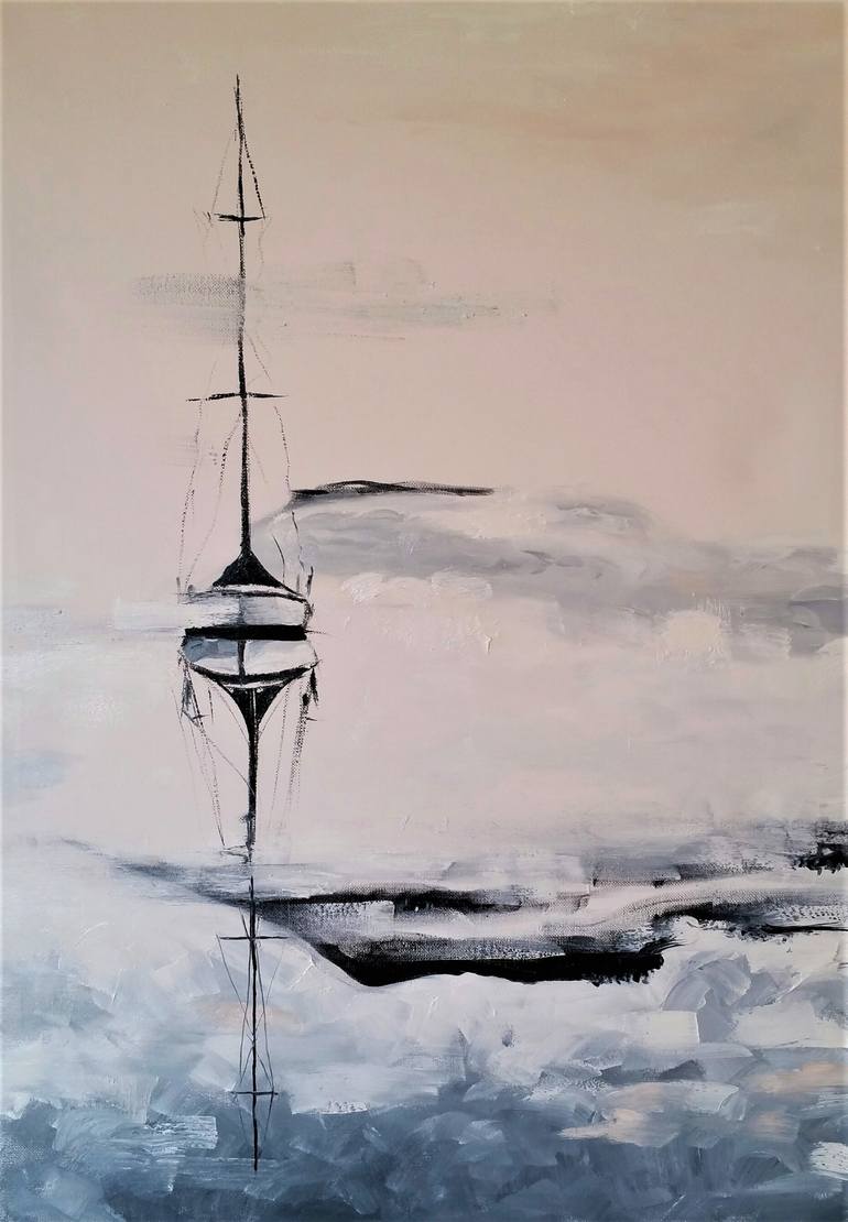 Original Yacht Painting by Victor Costachescu