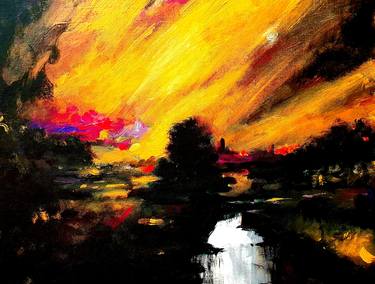 Original Abstract Expressionism Landscape Paintings by Victor Costachescu