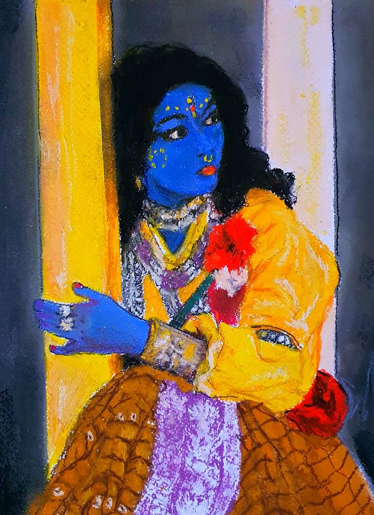 Indian woman at Holi Painting by Victor Costachescu | Saatchi Art