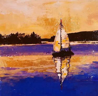 Original Expressionism Yacht Paintings by Victor Costachescu