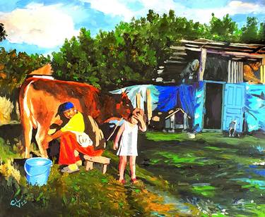 Original Realism Cows Paintings by Victor Costachescu